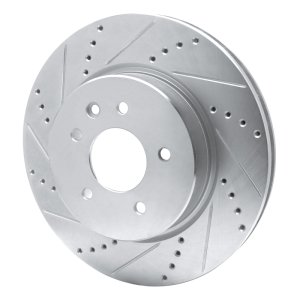 Jaguar XKR Brake Rotor (1) - Rear Left - R1 Concepts - Drilled & Slotted - Silver - `00-`06